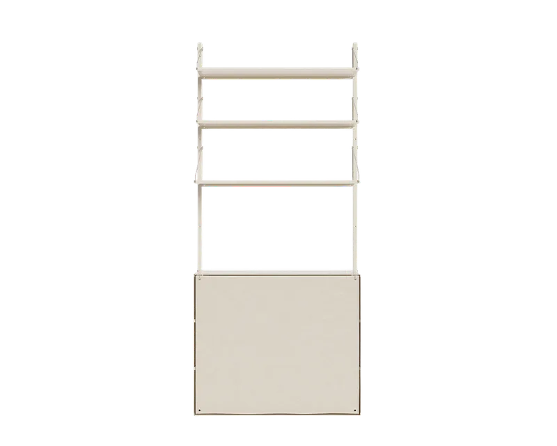 Shelf Library Canvas Cabinet Section | Warm White Steel / Canvas | H185.2 / W80 by FRAMA in Warm White Steel, H1852 / W80 – product photo
