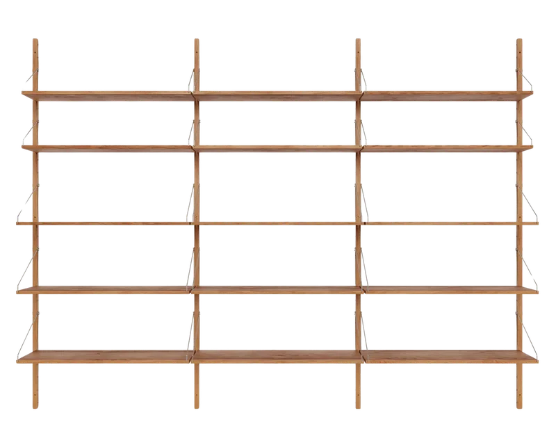Shelf Library Triple Section | Natural Oak | H185.2 / W80 van FRAMA in H1852 / W80, Natural Oak – productfoto