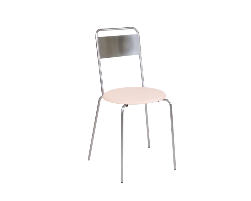Petit Rond Chair | Stainless Steel / Natural Leather van FRAMA in Chair, Stainless Steel / Natural Leather – productfoto