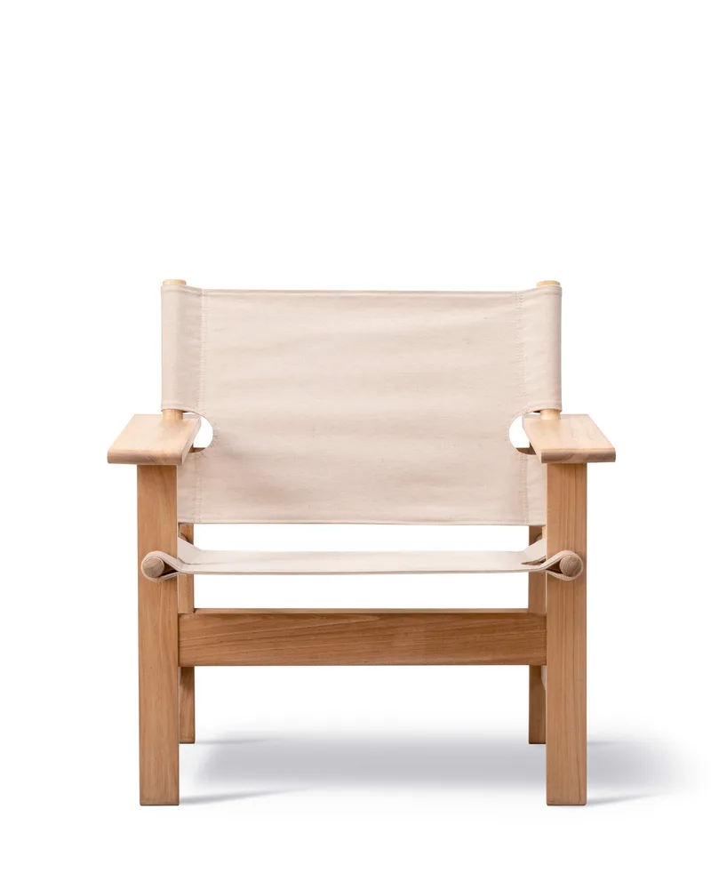 The Canvas Chair Outdoor van Fredericia in Performance canvas, papyrus, Teak untreated, FSC Mix 70% – productfoto 4 van 4