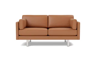 EJ220 Sofa, 2 seater, 163 cm de Fredericia en Leather Max 95, Cognac, Brushed chrome, round legs – photo du produit 4 sur 4