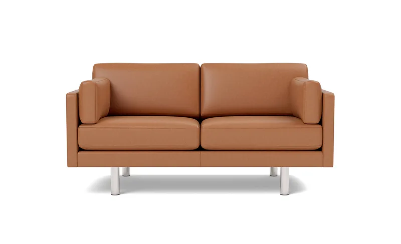 EJ220 Sofa, 2 seater, 163 cm de Fredericia en Leather Max 95, Cognac, Brushed chrome, round legs – photo du produit 4 sur 4