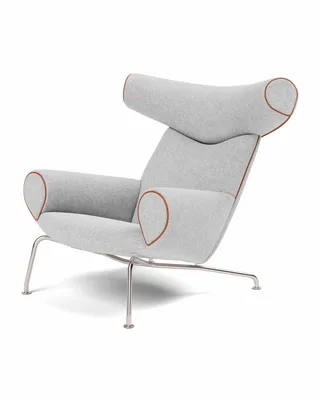 Wegner Ox Chair van Fredericia in Hallingdal 116, Leather Max 95, Cognac, Brushed stainless steel – productfoto 1 van 4