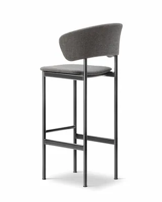 Plan Arm Barstool von Fredericia in Re-Wool 198, Black, Sh 78 cm – Produktfoto 2 von 4