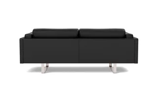EJ280 Sofa, 2½ seater, 212 cm by Fredericia in Leather Omni 301, Black, Brushed chrome, sledge base (High) – product photo 2 of 4