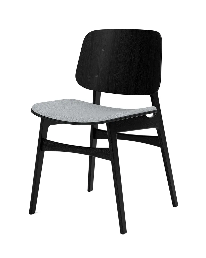 Søborg Wood Base Seat upholstered by Fredericia in Hallingdal 130, Oak black lacquer, FSC Mix 70% – product photo 1 of 4