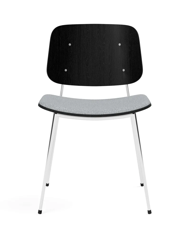 Søborg Metal Base Seat upholstered by Fredericia in Hallingdal 130, Oak black lacquer, FSC Mix 70%, Chrome – product photo
