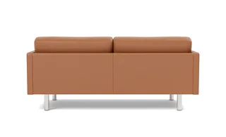 EJ220 Sofa, 2½ seater, 185 cm by Fredericia in Leather Max 95, Cognac, Brushed chrome, round legs – product photo 2 of 4