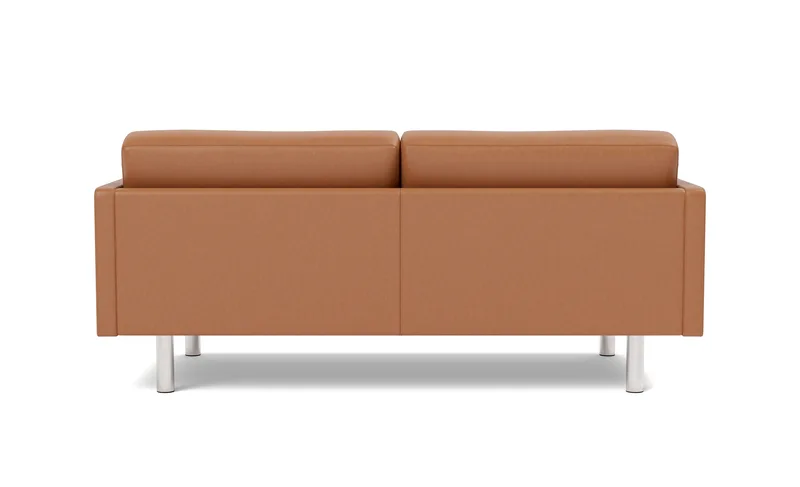 EJ220 Sofa, 2½ seater, 185 cm by Fredericia in Leather Max 95, Cognac, Brushed chrome, round legs – product photo 2 of 4
