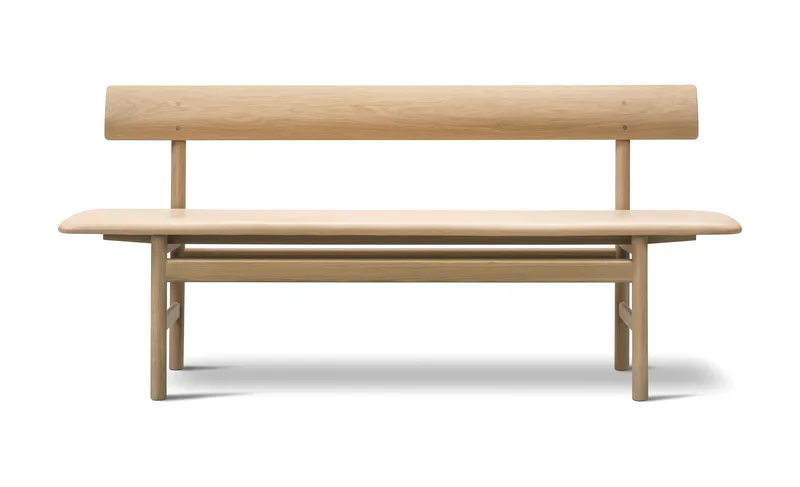 The Mogensen Bench de Fredericia en Leather Vegeta 90, Natural, Oak soap – photo du produit