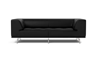 Delphi Sofa, 2 seater, 205 cm von Fredericia in Leather Max 98, Black, Brushed aluminium – Produktfoto 4 von 4