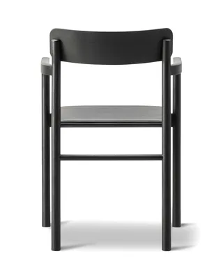 Post Chair Seat upholstered by Fredericia in Leather Omni 301, Black, Oak black lacquer, FSC Mix 70% – product photo 2 of 4