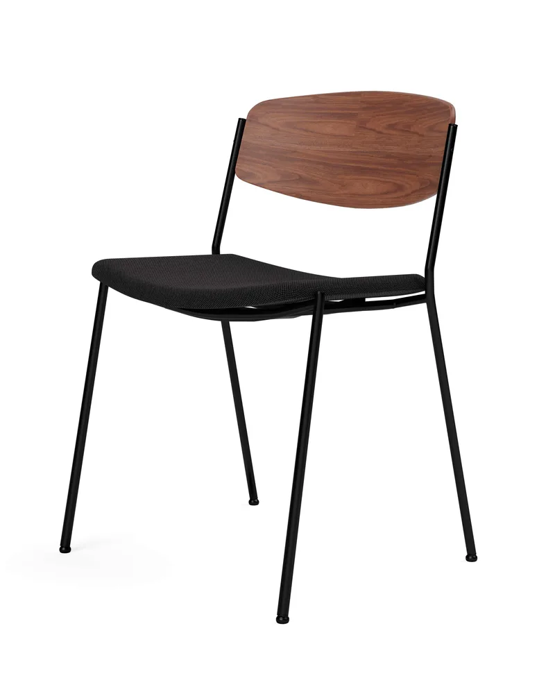 Lynderup Chair Seat upholstered von Fredericia in Re-Wool 198, Walnut lacquer, FSC Mix 70%, Black lacquer – Produktfoto 1 von 4