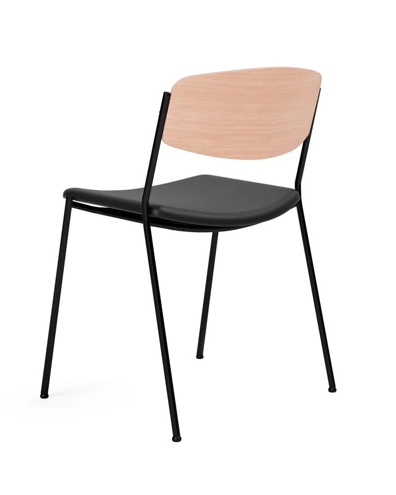 Lynderup Chair Seat upholstered by Fredericia in Leather Omni 301, Black, Oak lacquer, FSC Mix 70%, Black lacquer – product photo 3 of 4