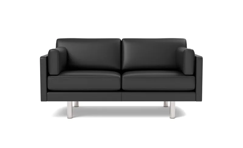 EJ220 Sofa, 2 seater, 163 cm de Fredericia en Leather Omni 301, Black, Brushed chrome, round legs – photo du produit 4 sur 4