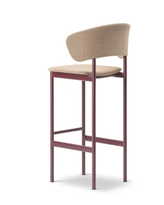 Plan Arm Barstool by Fredericia in Steelcut Quartet 554, Bordeaux, Sh 78 cm – product photo 3 of 4