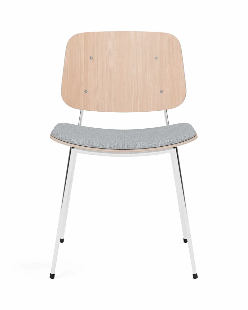 Søborg Metal Base Seat upholstered de Fredericia en Hallingdal 130, Oak lacquer, FSC Mix 70%, Chrome – photo du produit