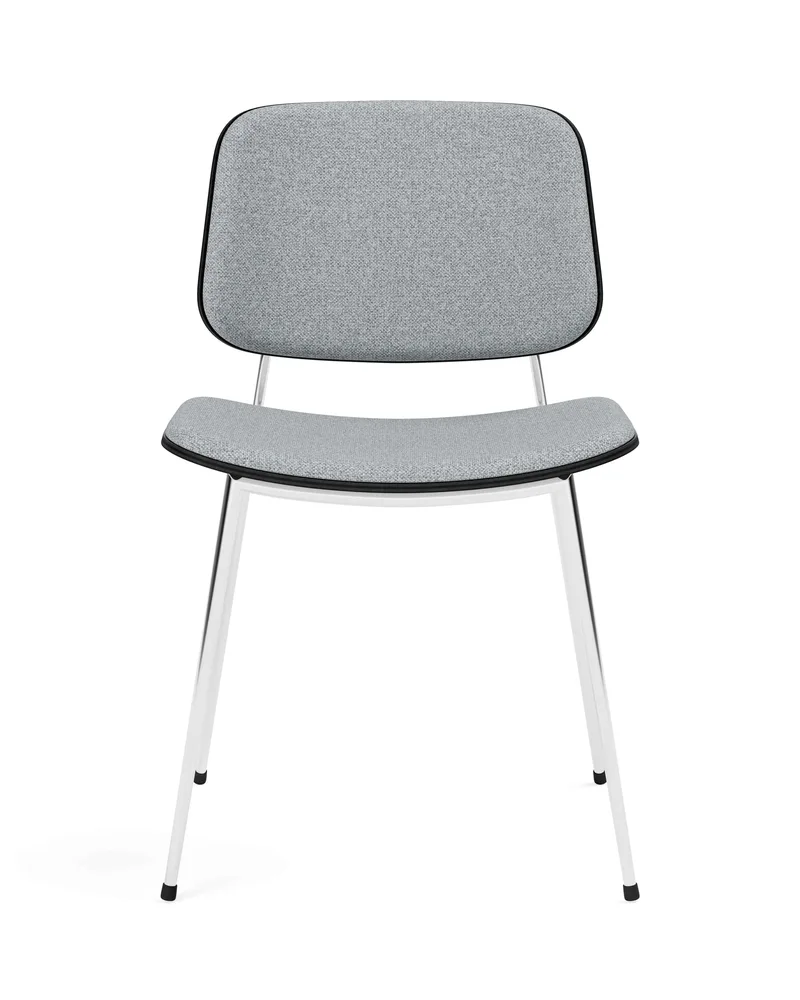 Søborg Metal Base Front upholstered van Fredericia in Hallingdal 130, Oak black lacquer, FSC Mix 70%, Chrome – productfoto
