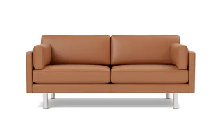 EJ220 Sofa, 2½ seater, 185 cm by Fredericia in Leather Max 95, Cognac, Brushed chrome, round legs – product photo 4 of 4