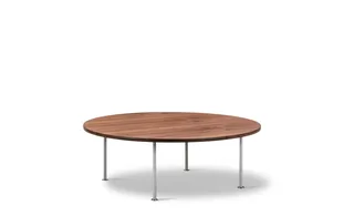 Wegner Ox Table Ø120 by Fredericia in Walnut oil, Brushed stainless steel, 41 cm – product photo 1 of 2