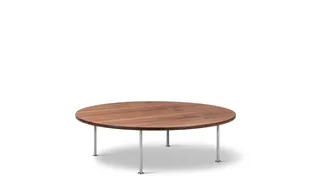 Wegner Ox Table Ø120 by Fredericia in Walnut oil, Brushed stainless steel, 35 cm – product photo 1 of 2