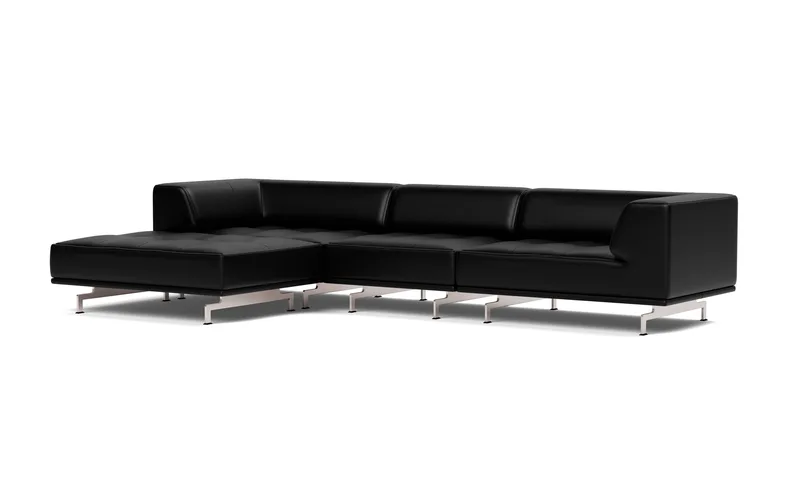 Delphi Elements - Configuration A van Fredericia in Leather Max 98, Black, Brushed aluminium – productfoto 1 van 4