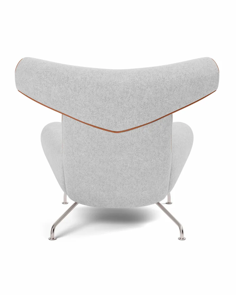 Wegner Ox Chair van Fredericia in Hallingdal 116, Leather Max 95, Cognac, Brushed stainless steel – productfoto 2 van 4