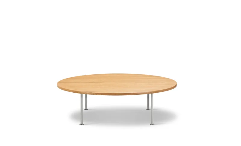 Wegner Ox Table Ø120 by Fredericia in Oak oil, FSC Mix 70%, Brushed stainless steel, 35 cm – product photo 2 of 2