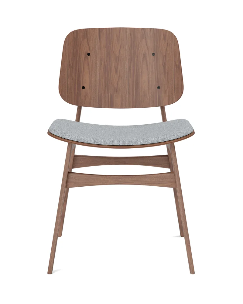 Søborg Wood Base Seat upholstered by Fredericia in Hallingdal 130, Walnut lacquer – product photo 4 of 4