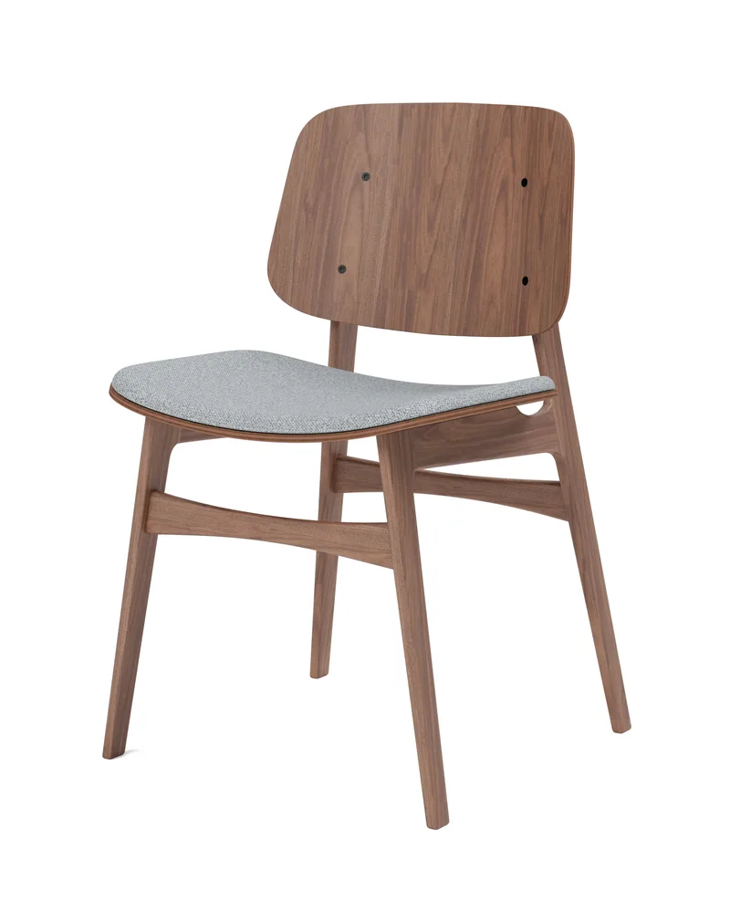 Søborg Wood Base Seat upholstered by Fredericia in Hallingdal 130, Walnut lacquer – product photo 1 of 4