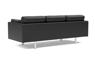 EJ220 Sofa, 3 seater, 212 cm von Fredericia in Leather Omni 301, Black, Brushed chrome, round legs – Produktfoto 3 von 4