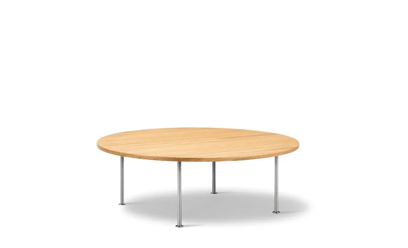 Wegner Ox Table Ø120 by Fredericia in Oak oil, FSC Mix 70%, Brushed stainless steel, 41 cm – product photo 1 of 2