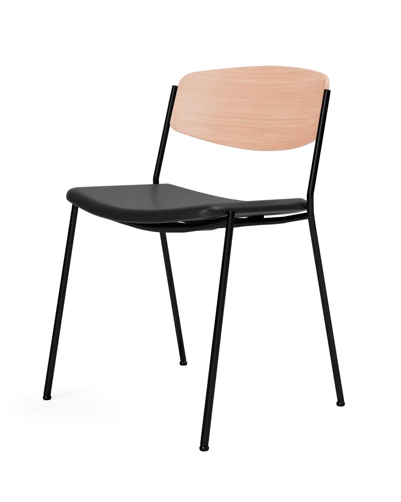 Lynderup Chair Seat upholstered by Fredericia in Leather Omni 301, Black, Oak lacquer, FSC Mix 70%, Black lacquer – product photo 1 of 4