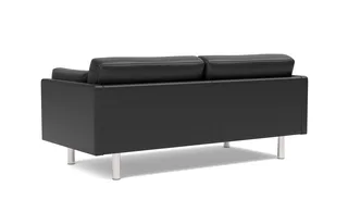 EJ220 Sofa, 2½ seater, 185 cm by Fredericia in Leather Omni 301, Black, Brushed chrome, round legs – product photo 3 of 4