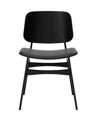 Søborg Wood Base Seat upholstered by Fredericia in Leather Omni 301, Black, Oak black lacquer, FSC Mix 70% – product photo 4 of 4