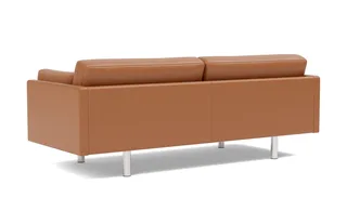 EJ220 Sofa, 3 seater, 212 cm by Fredericia in Leather Max 95, Cognac, Brushed chrome, round legs – product photo 2 of 4