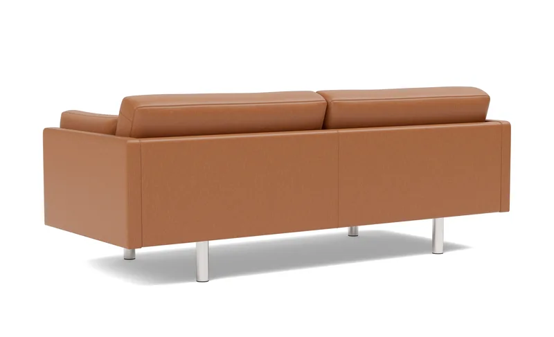 EJ220 Sofa, 3 seater, 212 cm by Fredericia in Leather Max 95, Cognac, Brushed chrome, round legs – product photo 2 of 4