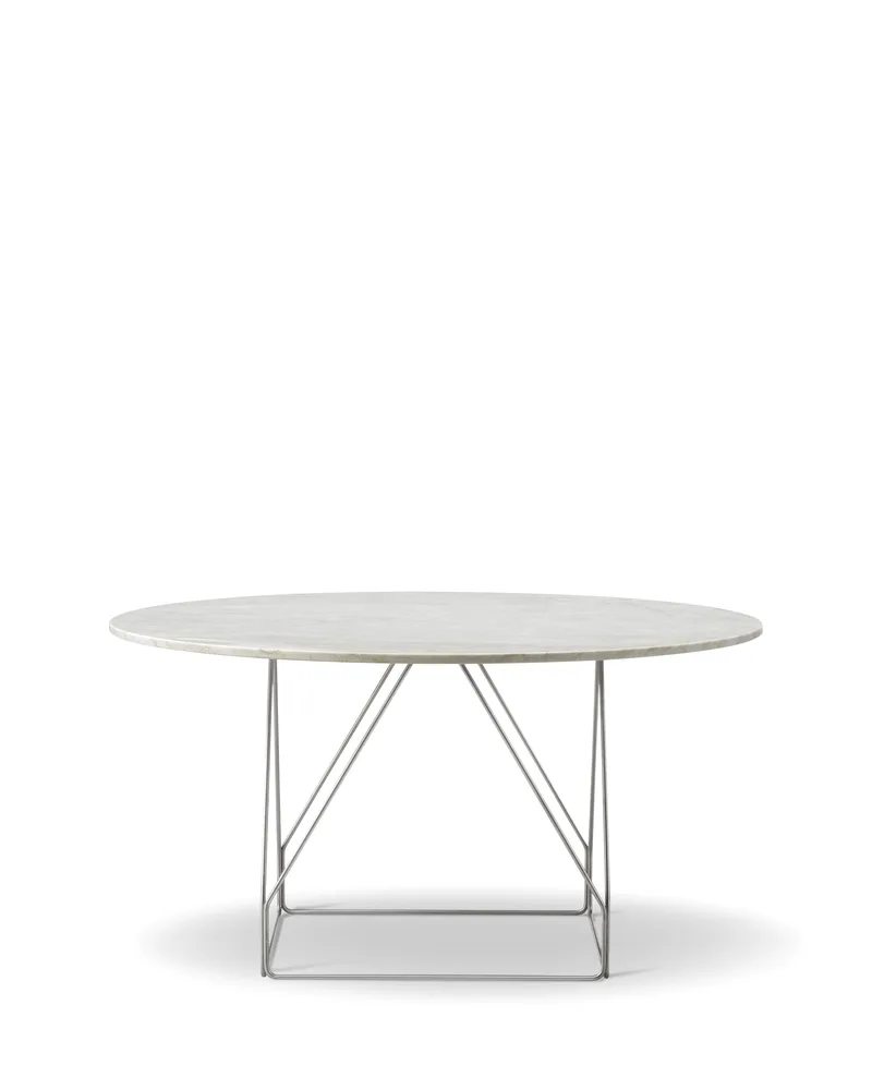 JG Table, Ø140 cm by Fredericia in Ivory Quartzite, Brushed stainless steel, None – product photo 2 of 2