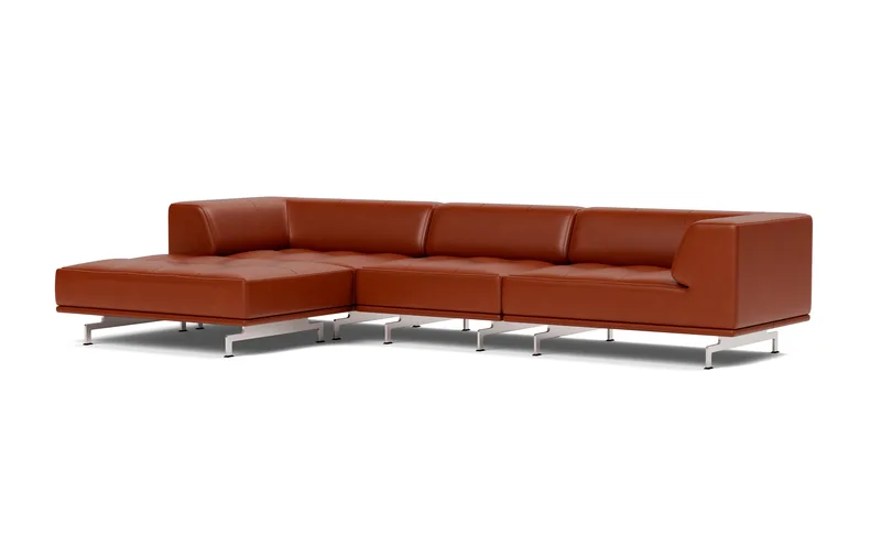 Delphi Elements - Configuration A van Fredericia in Leather Cera 905, Russet brown, Brushed aluminium – productfoto 1 van 4
