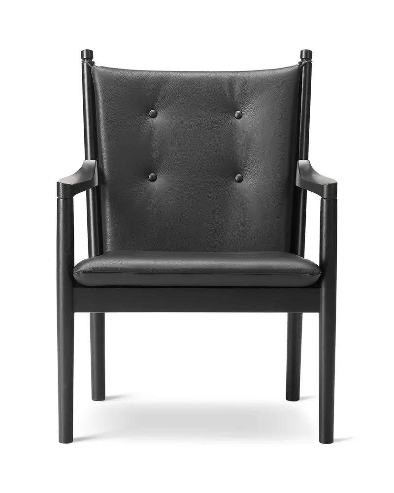 1788 Easy chair de Fredericia en Leather Omni 301, Black, Black lacquered – photo du produit