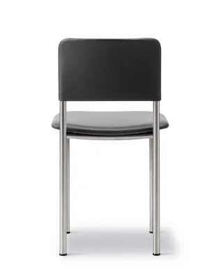 Plan Chair Fully Upholstered by Fredericia in Leather Omni 301, Black, Brushed steel – product photo 2 of 4