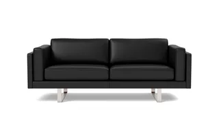 EJ280 Sofa, 2½ seater, 212 cm by Fredericia in Leather Omni 301, Black, Brushed chrome, sledge base (High) – product photo 4 of 4