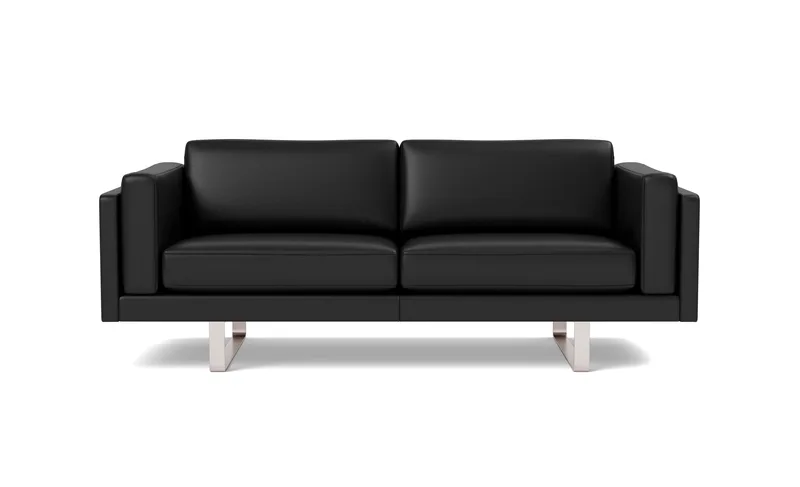 EJ280 Sofa, 2½ seater, 212 cm by Fredericia in Leather Omni 301, Black, Brushed chrome, sledge base (High) – product photo 4 of 4