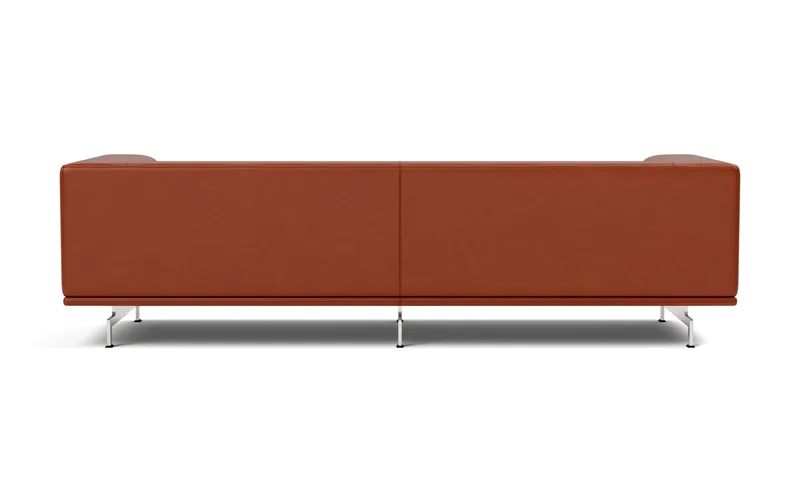 Delphi Sofa, 3 seater, 240cm van Fredericia in Leather Cera 905, Russet brown, Brushed aluminium – productfoto 2 van 4