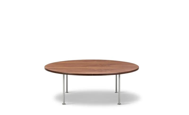 Wegner Ox Table Ø120 by Fredericia in Walnut oil, Brushed stainless steel, 41 cm – product photo 2 of 2