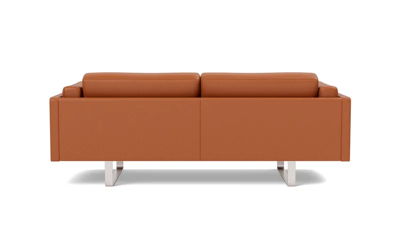 EJ280 Sofa, 2½ seater, 212 cm by Fredericia in Leather Max 95, Cognac, Brushed chrome, sledge base (High) – product photo 2 of 4
