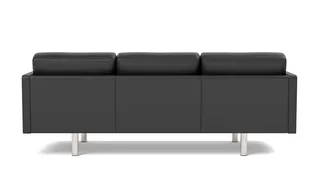 EJ220 Sofa, 3 seater, 212 cm von Fredericia in Leather Omni 301, Black, Brushed chrome, round legs – Produktfoto 2 von 4
