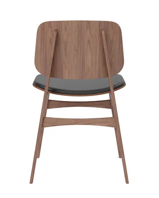Søborg Wood Base Seat upholstered von Fredericia in Leather Omni 301, Black, Walnut lacquer – Produktfoto 2 von 4