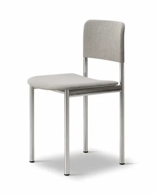 Plan Chair Fully Upholstered von Fredericia in Re-Wool 128, Brushed steel – Produktfoto 2 von 4