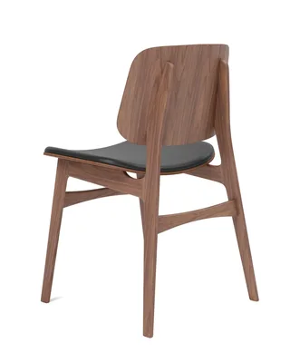 Søborg Wood Base Seat upholstered von Fredericia in Leather Omni 301, Black, Walnut lacquer – Produktfoto 3 von 4
